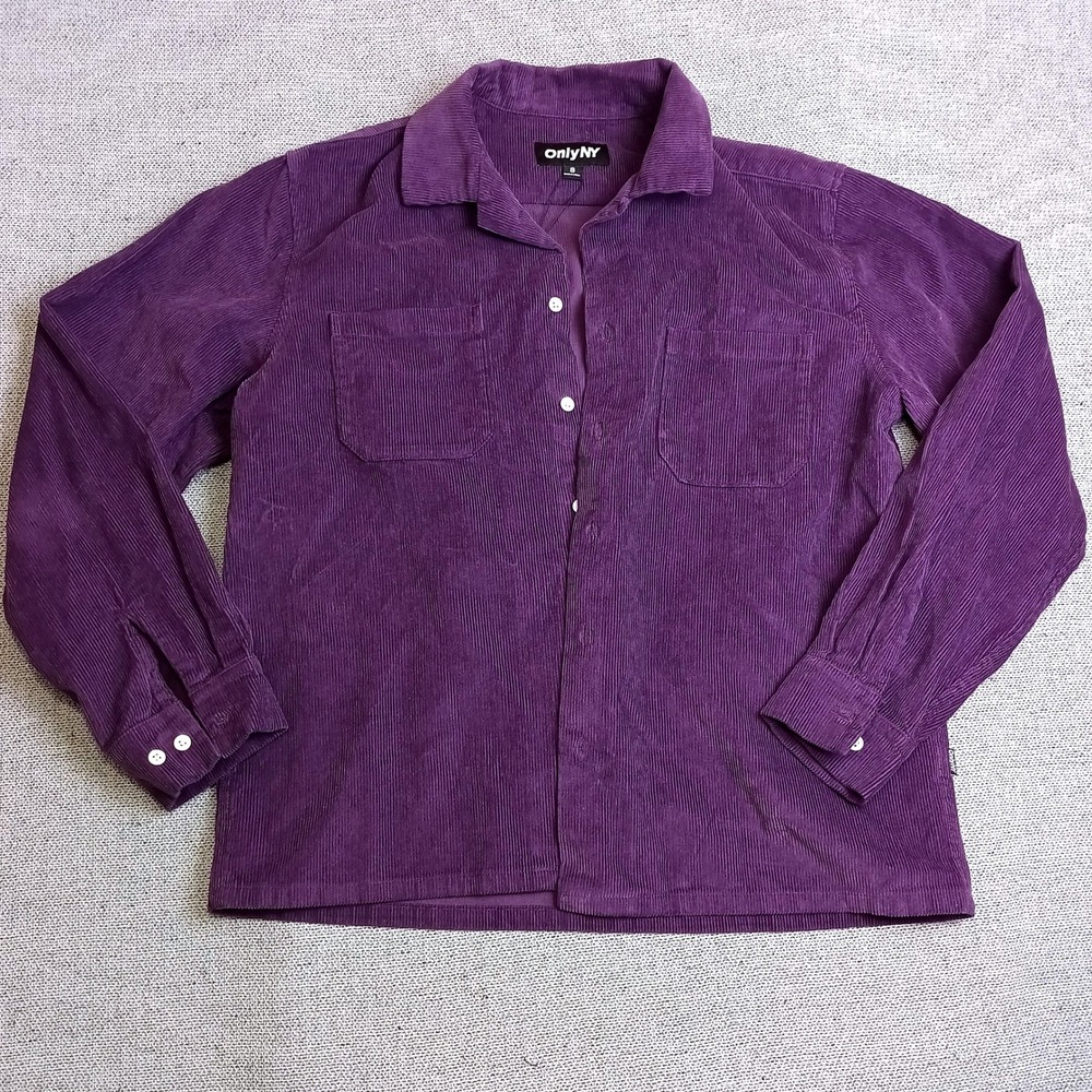 Only NY Corduroy Shirt Mens Small Purple New With Tags Back Logo Streetwear